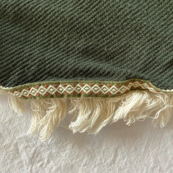 Altar'd State Womens Green Henley Waffle Knit Thermal Tribal Trim Fringe L - Picture 8 of 8